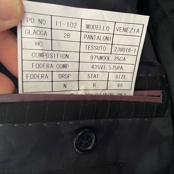 Mattarazi Uomo Wool & Cashmere Pinstripe Venezia Blazer 48 - Picture 8 of 9